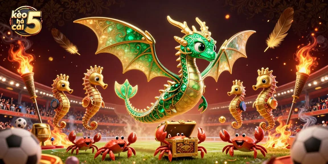 Engage with kèo nhà cái 5 and sports betting strategies amid an exciting 3D dragon-themed scene.
