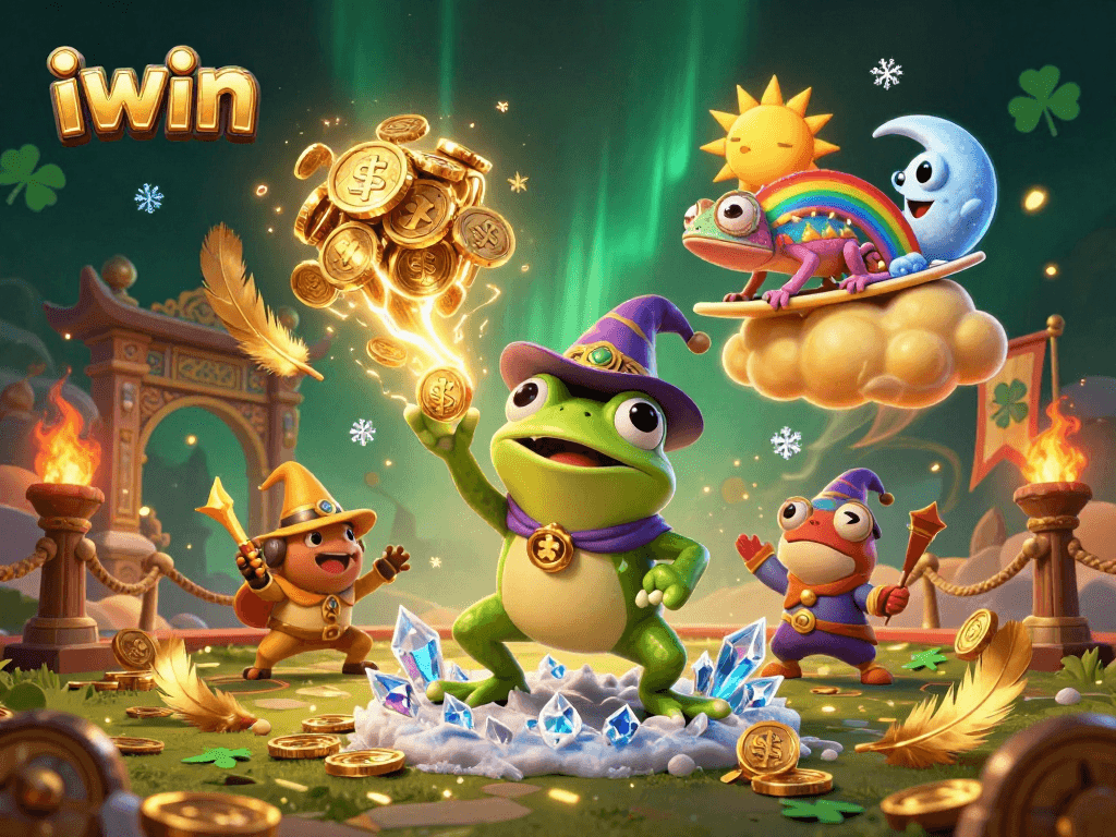 Engage with iwin's vibrant 3D illustration of winning opportunities filled with golden coins.