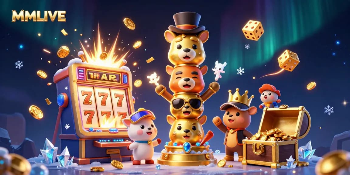 MMLIVE engages users with a dynamic live-streaming scene showcasing vibrant casino elements, jackpot action, and lively interactions.