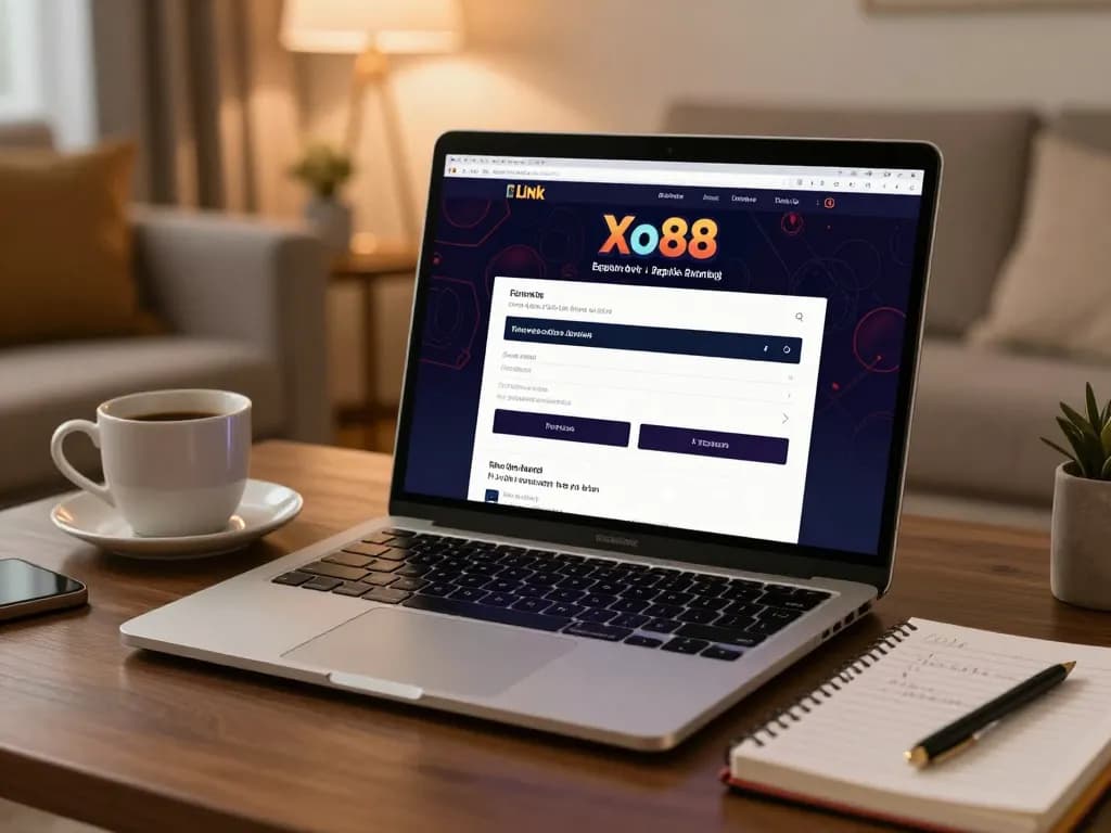 Access the Link đăng ký Xo88 easily on a stylish laptop during a cozy home gaming night.