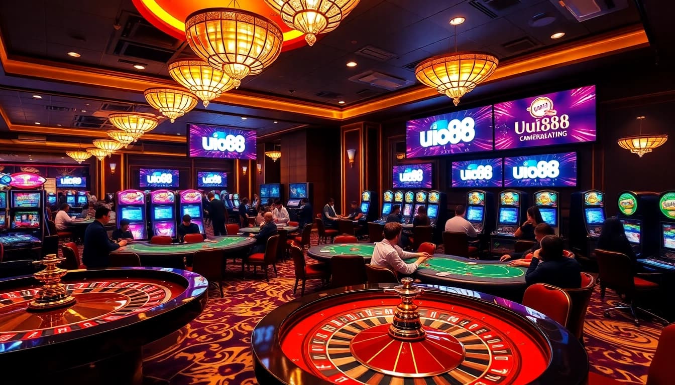 Players engaging in table games at UU88 casino, showcasing excitement and winning moments.