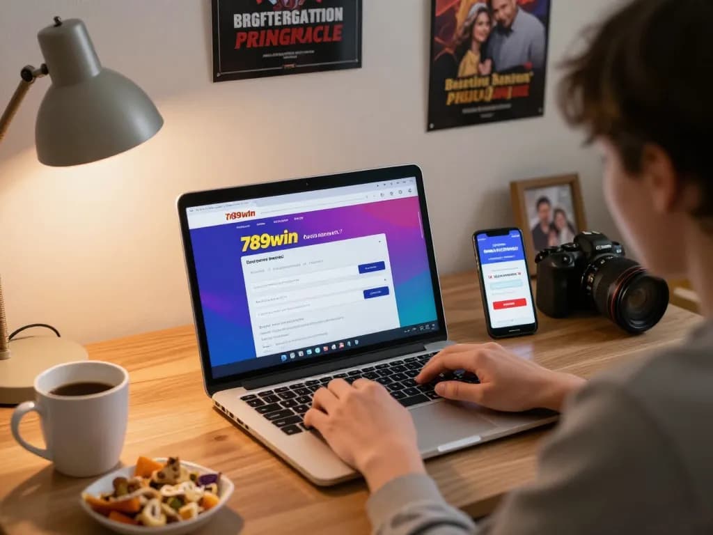 Engaging online registration experience for 789win đăng ký in a cozy home office.