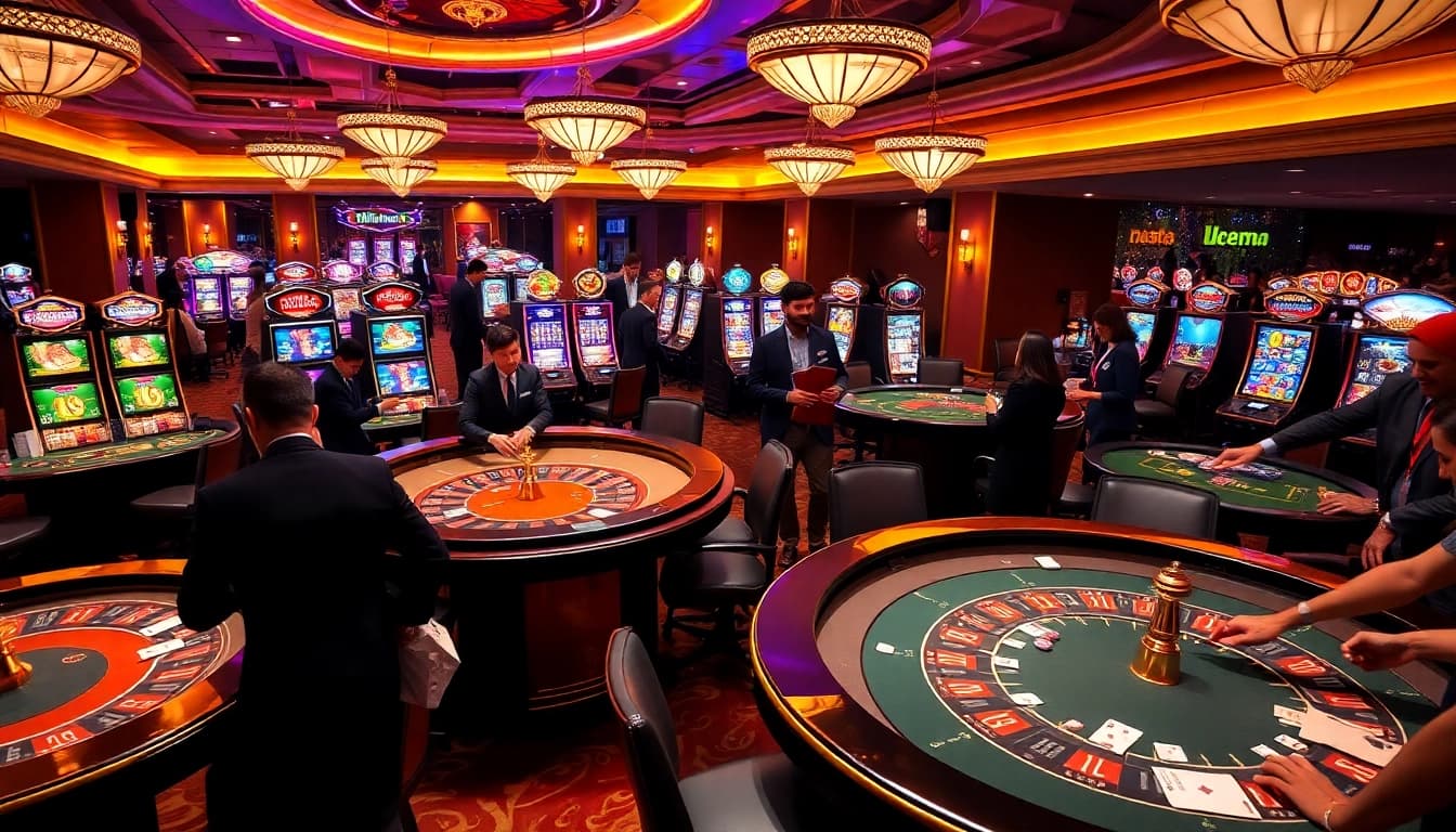 Hitclub members enjoying exciting online casino games at vibrant roulette and poker tables.