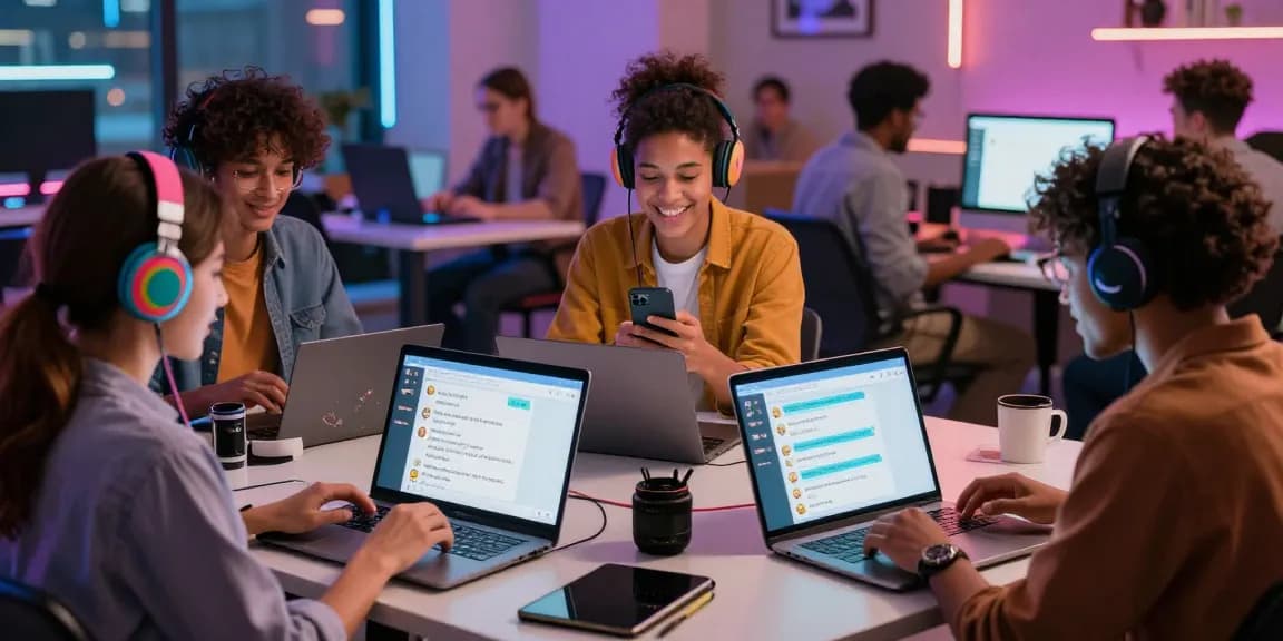 Engaging free ai sex chat scene with users interacting in a contemporary digital environment.