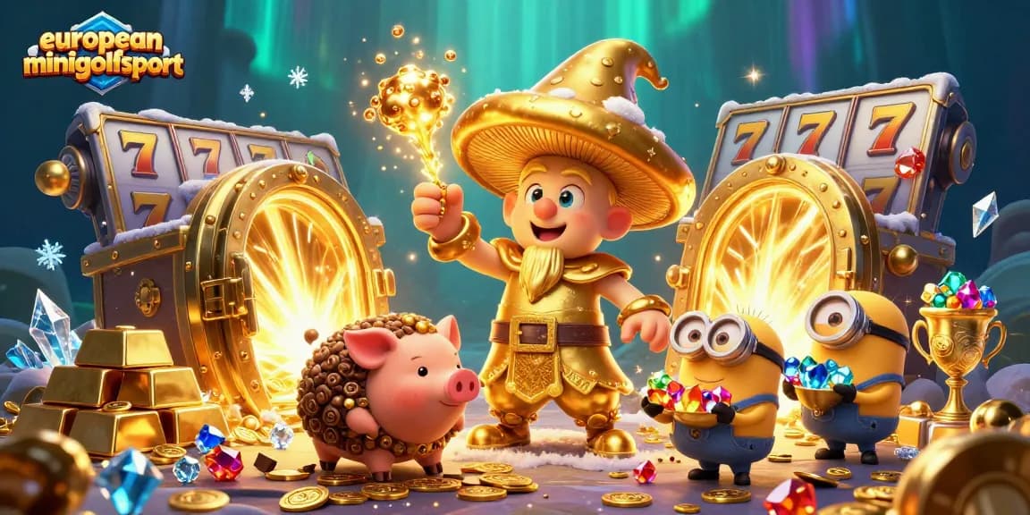 Experience exhilarating gameplay at europeanminigolfsport with dynamic slots highlighted by a golden wizard and treasures.