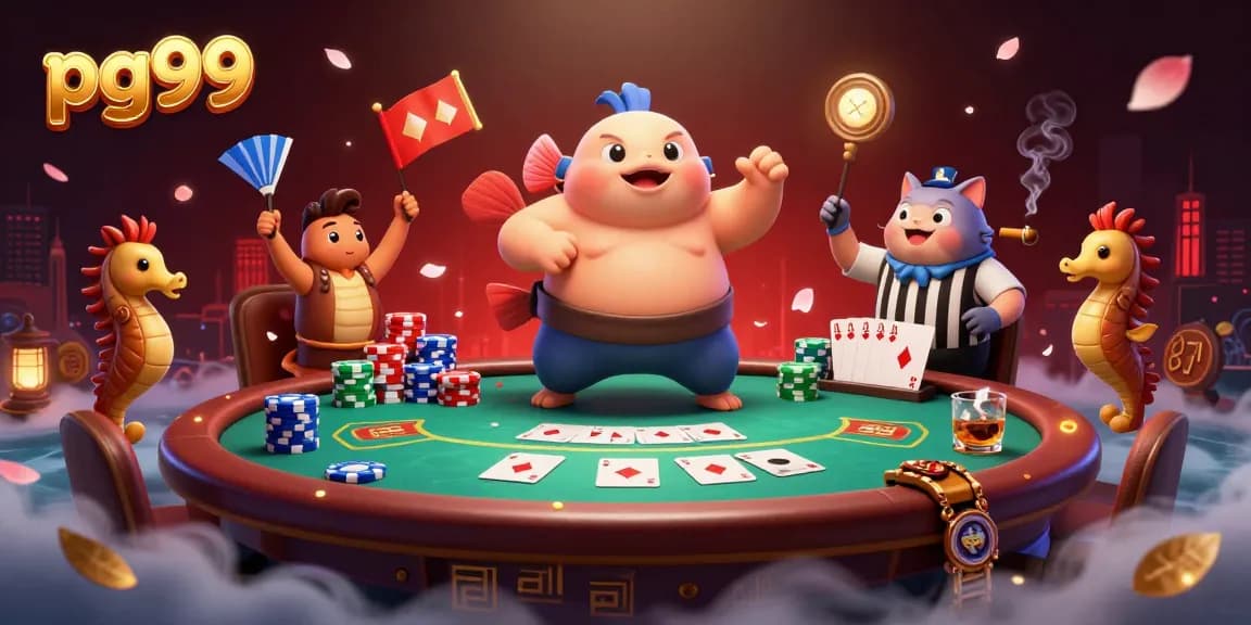 Experience thrilling gameplay with pg99's underwater casino featuring colorful characters and poker action.