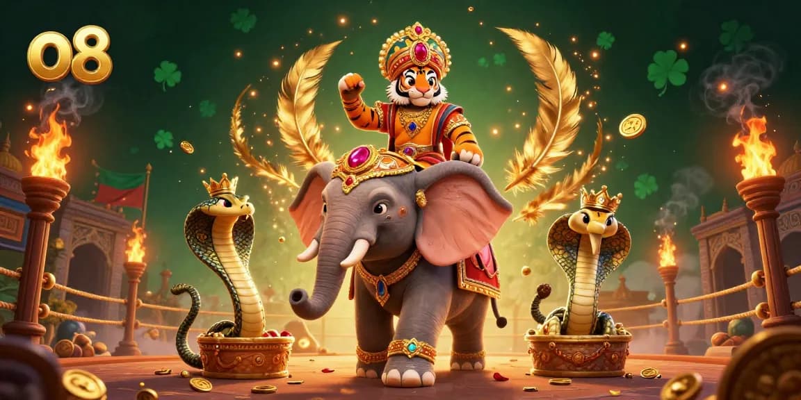 Experience thrilling casino action at o8 with a vibrant 3D illustration of a maharaja and gaming elements.