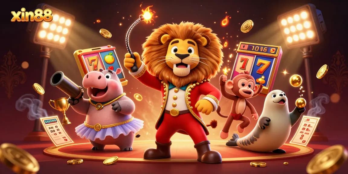 Experience thrilling slot action with xin88 in this vibrant 3D casino illustration.