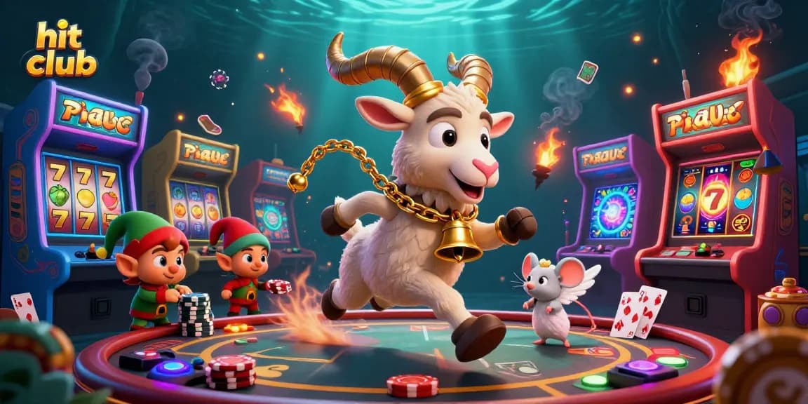 Engage in thrilling gameplay at hit club with Krampus, an angel mouse, and mischievous elves stealing poker chips.