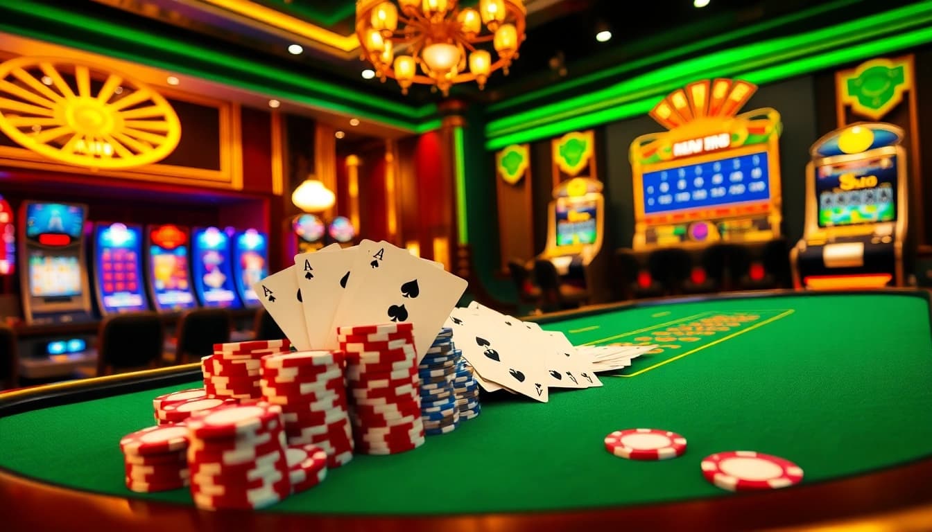 Experience Đăng Ký Nhà Cái 68VIP with vibrant casino elements like cards and chips.