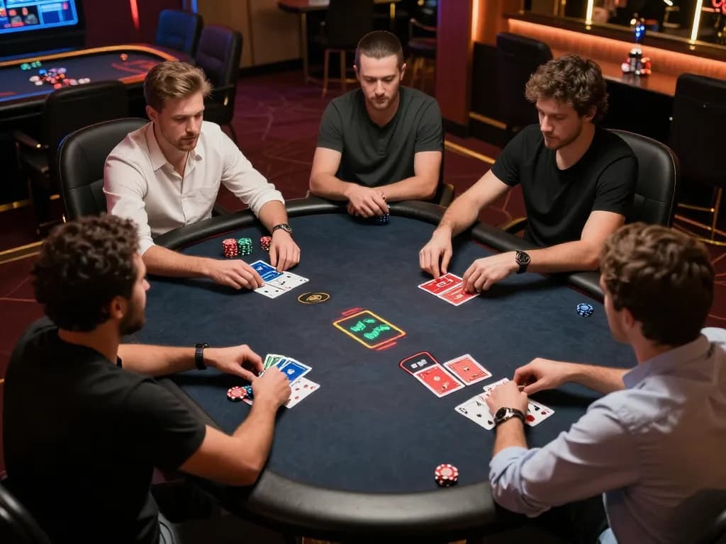 Players strategizing in online poker gameplay on 99WIN platform with excitement and anticipation
