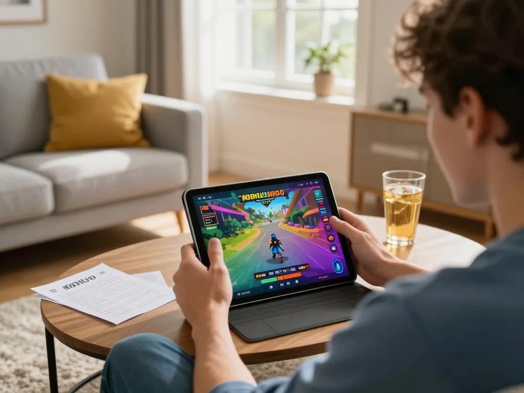 Experience exhilarating gameplay at nohu90 on a tablet, showcasing online gambling adventure.