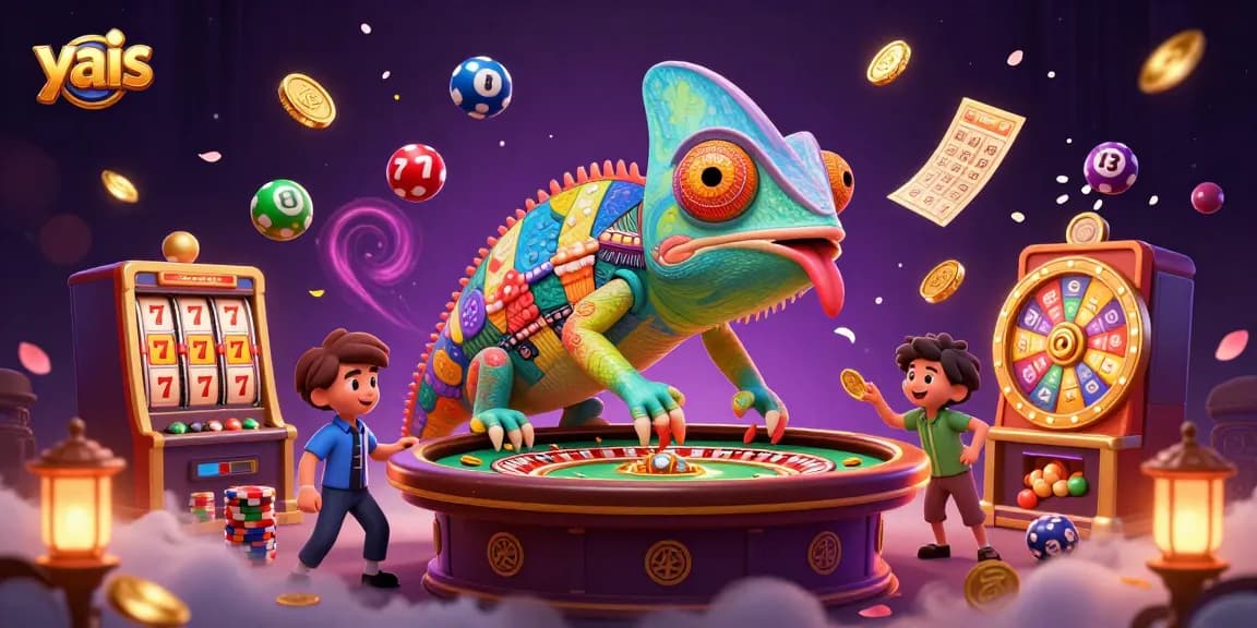 yais showcases vibrant slot features and golden winnings in an engaging casino scene
