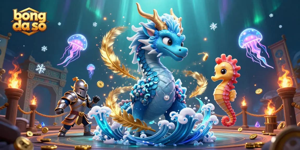 Engage with bong da so action through vibrant 3D illustration of mythical creatures and dynamic gambling elements.