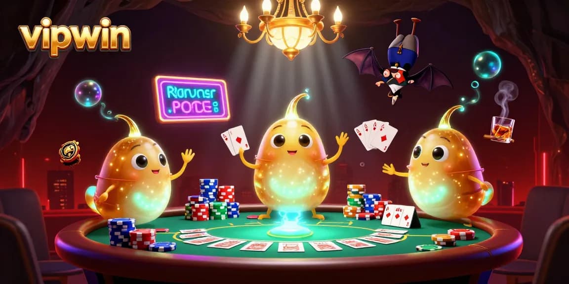 Experience excitement at vipwin with glowing creatures lighting a vibrant casino scene.