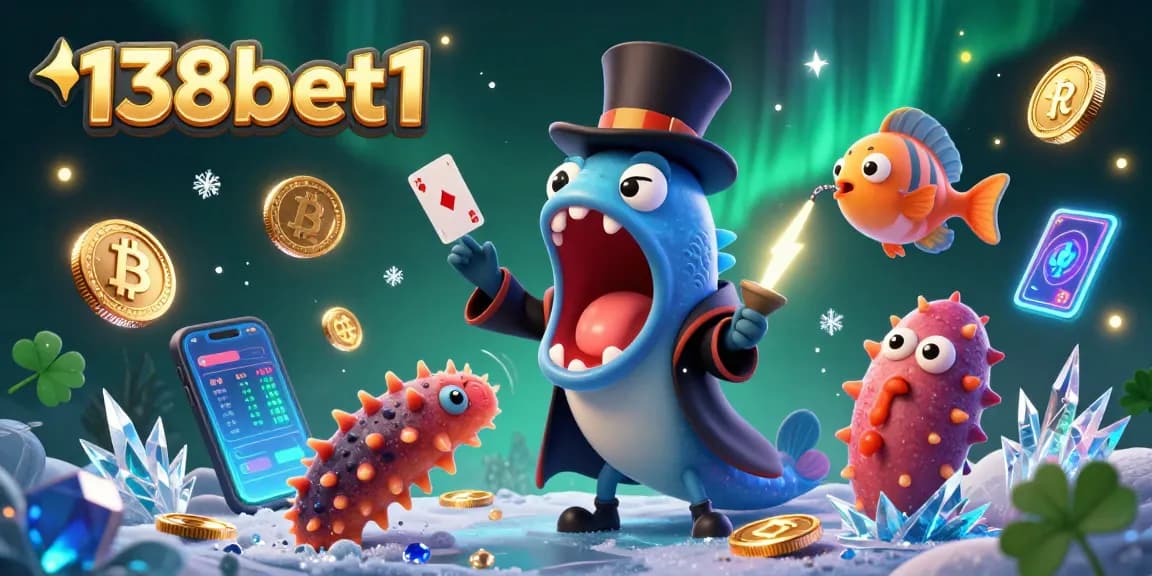 Experience thrilling card tricks with 138bet1's magical gambling scene featuring enchanting sea creatures.