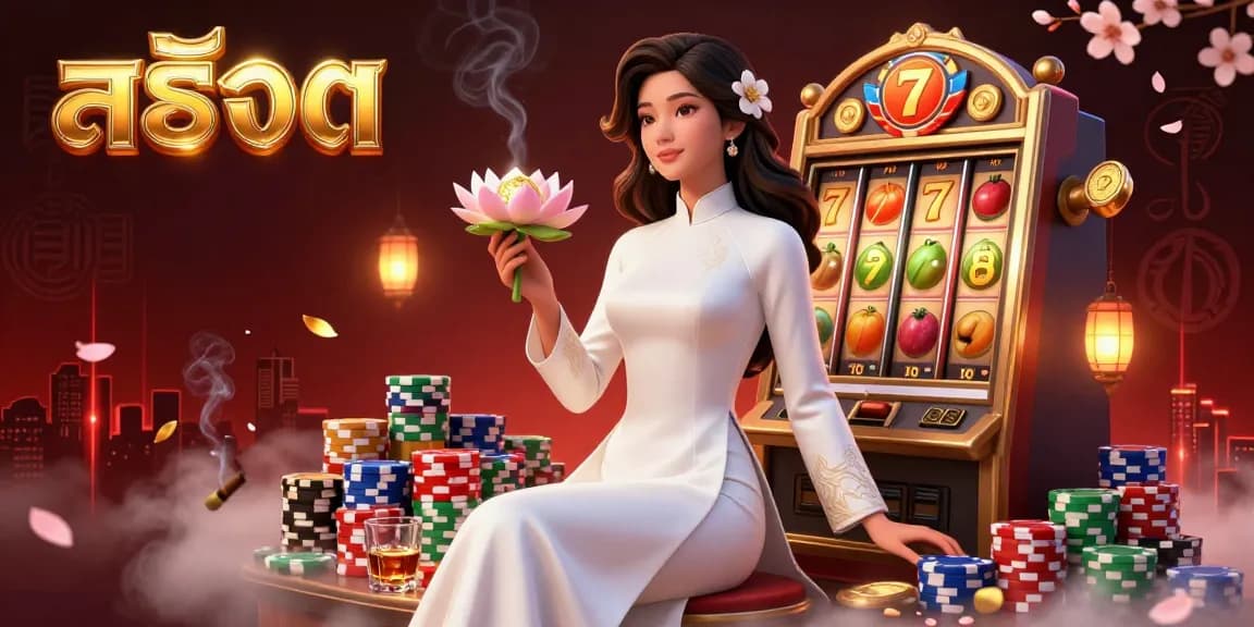 Engage with exciting สล็อต slot machines and dynamic casino elements in a vibrant 3D illustration.