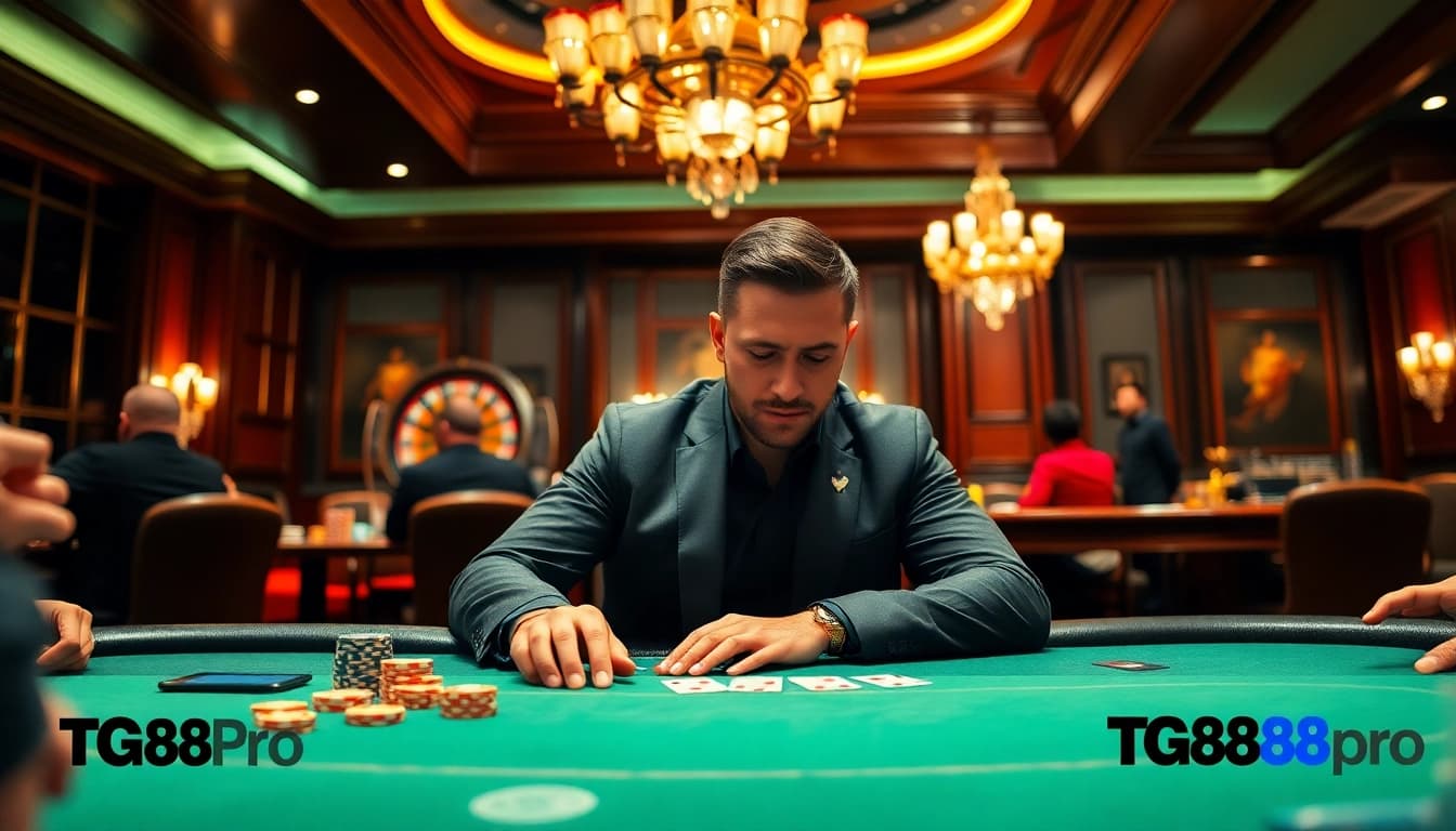 Experience the excitement of high-stakes poker at https://tg88pro.com/ with vibrant gaming elements and professional players.