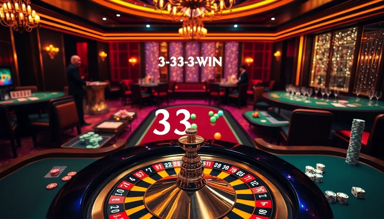 Experience the excitement of winning at 33WIN in a rich casino atmosphere filled with games and gamblers.