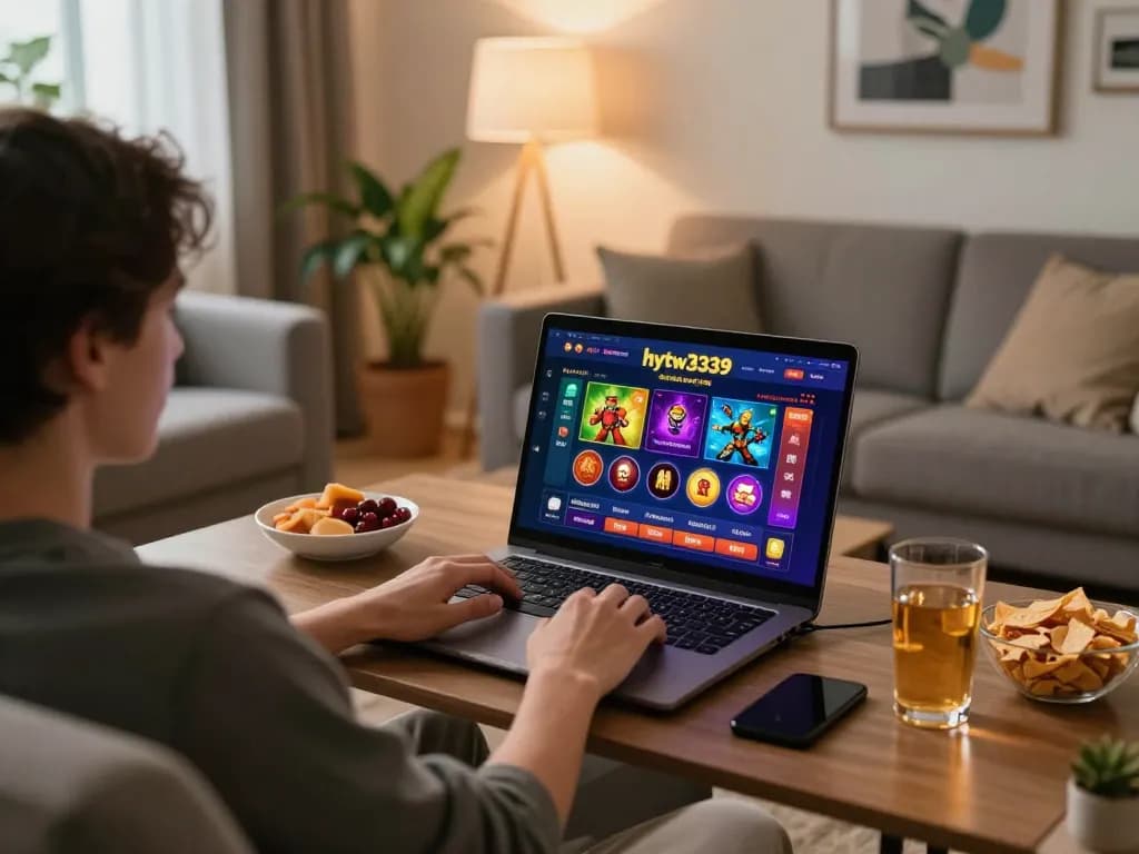 Engaging gameplay on hytw3339 online casino platform with a cozy home setup.