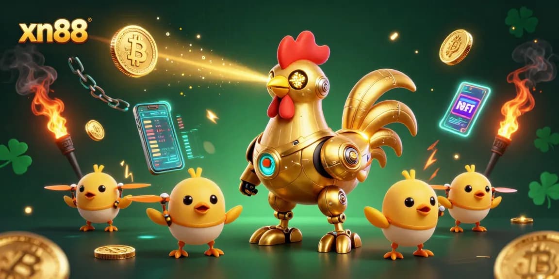 Experience the thrilling world of xn88 with a vibrant digital casino illustration showcasing crypto game elements.