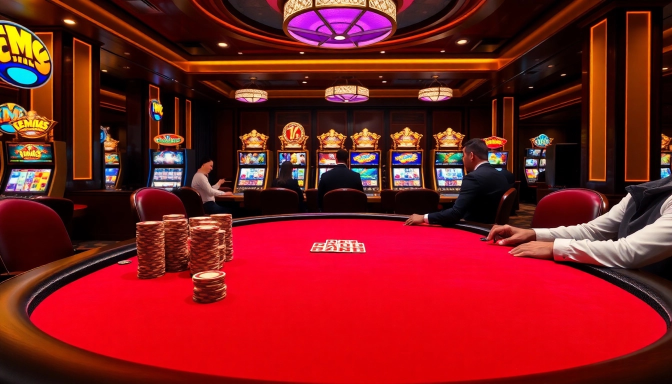 Experience high-stakes gambling at Haywin with vibrant poker games and luxurious decor.