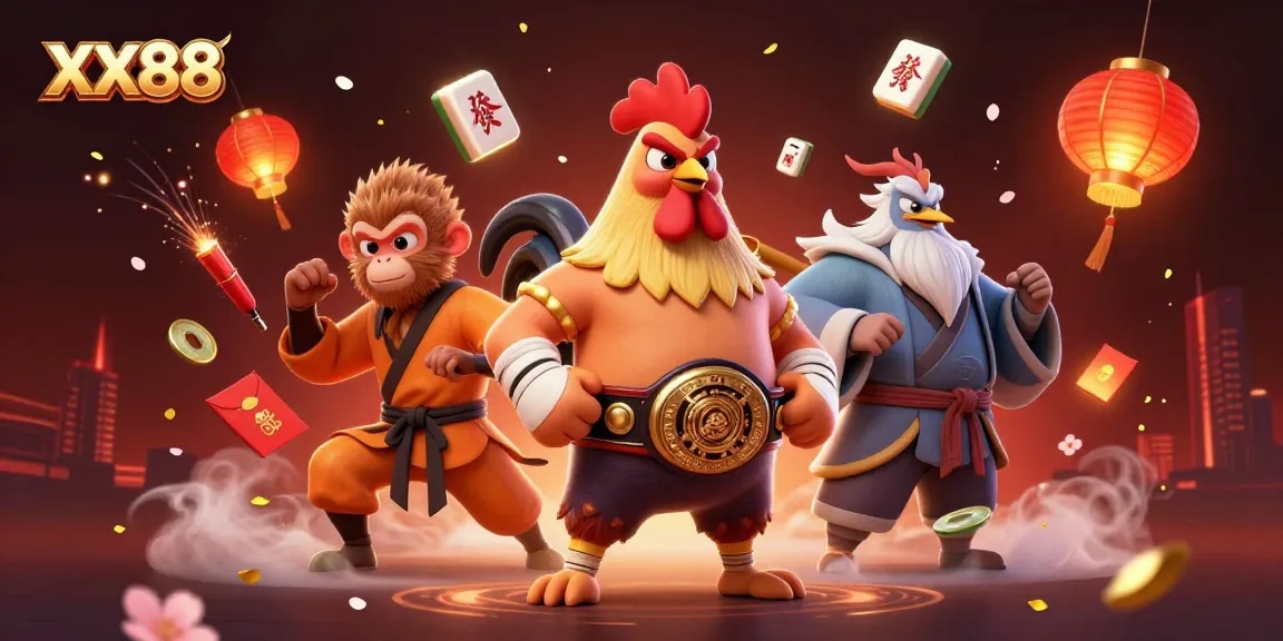 Engage in thrilling gaming adventures at XX88 with vibrant characters in a festive atmosphere.