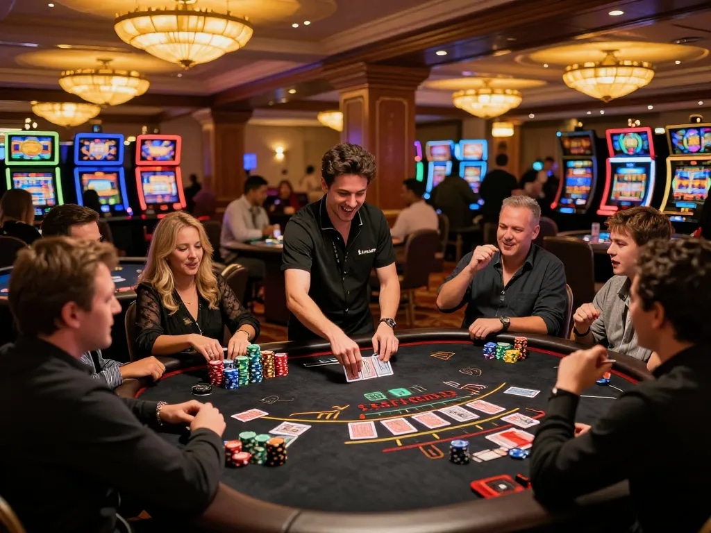 Players placing strategic bets at the TX88 blackjack table in a vibrant casino atmosphere, engaging gameplay and excitement.