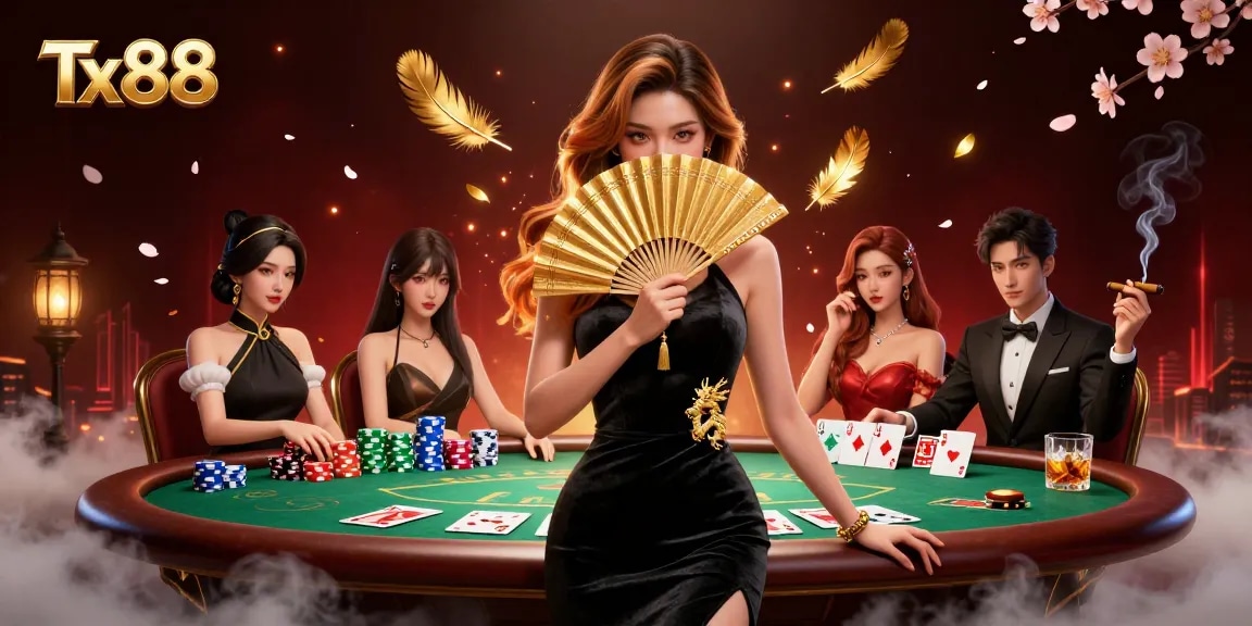 Engage in thrilling poker action with Tx88's elegant atmosphere and dynamic gameplay elements.