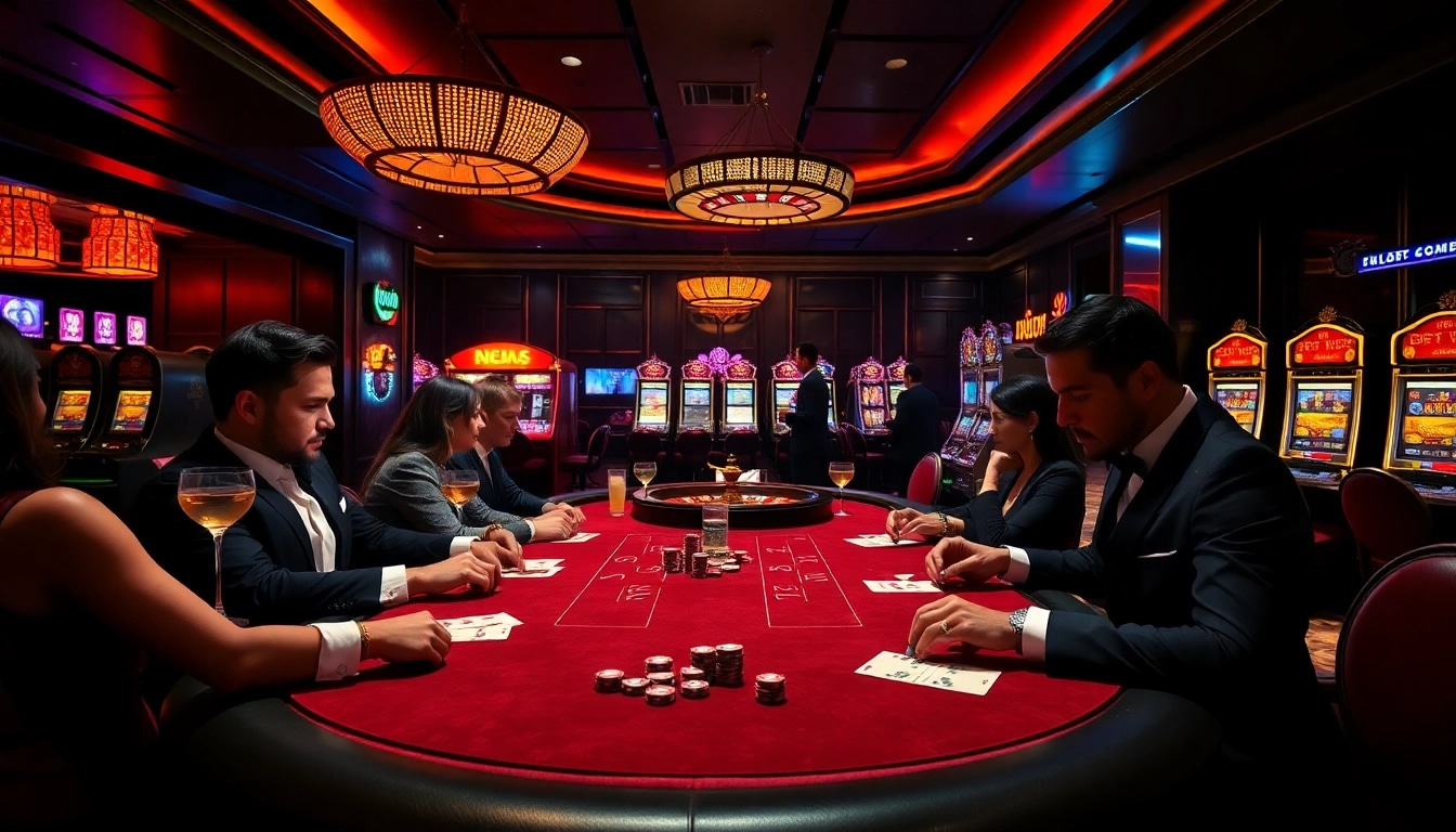 Experience thrilling gameplay at the chotruyen-themed casino poker table with vibrant chips and cards.