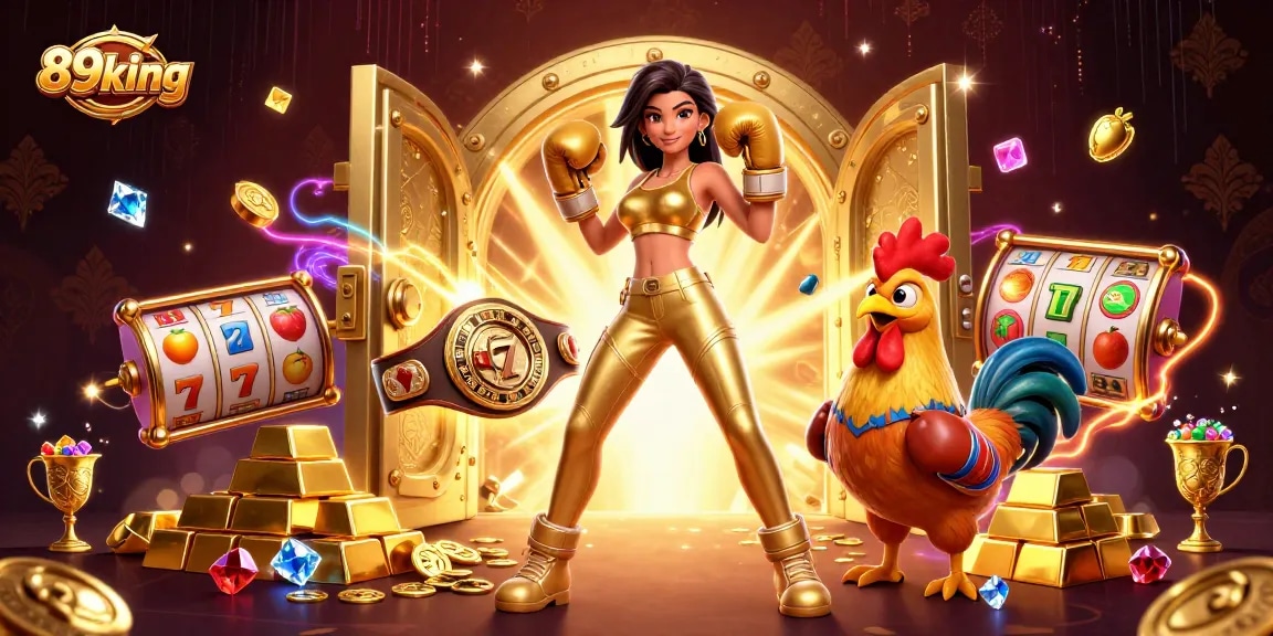 Experience the thrill of winning with 89king in this dynamic casino scene featuring vibrant game elements.