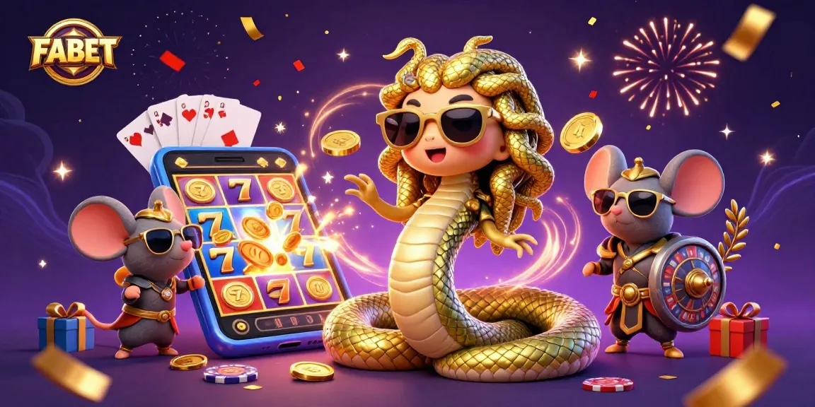 Celebrate wins with FABET in a vibrant online casino illustration with games and fun!