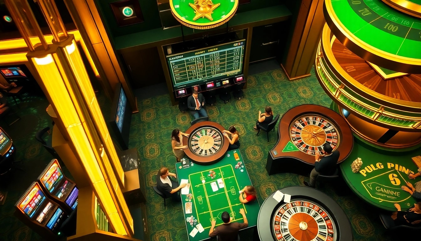 Excited players winning at i9bet slot machines in a luxurious casino environment.