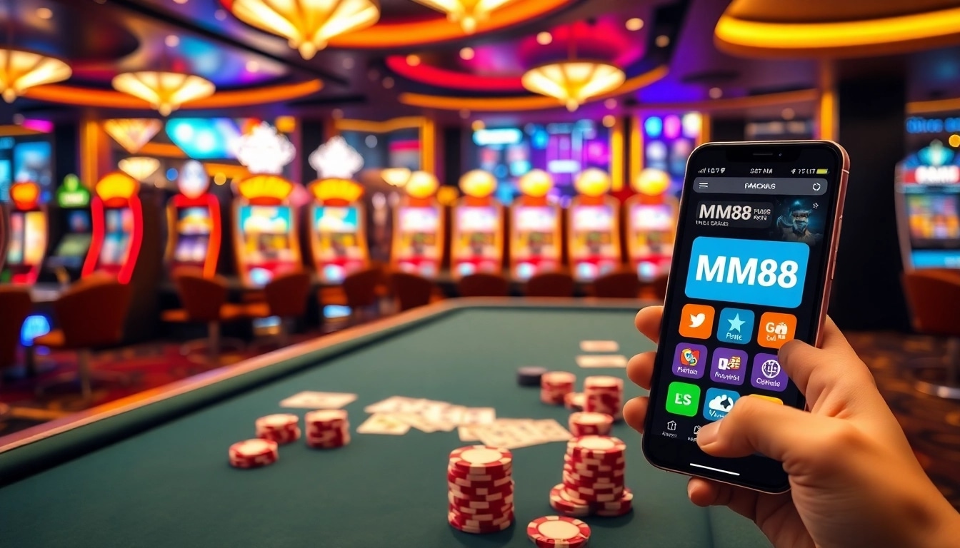 Engage in thrilling gameplay at MM88 with vibrant casino tables and exciting slot machines.