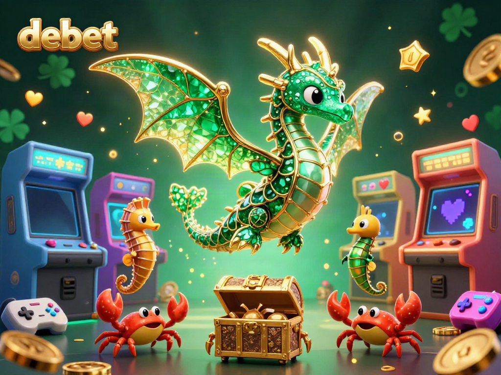 Win big with debet's vibrant casino scene, featuring a majestic sea dragon amid exciting game elements.