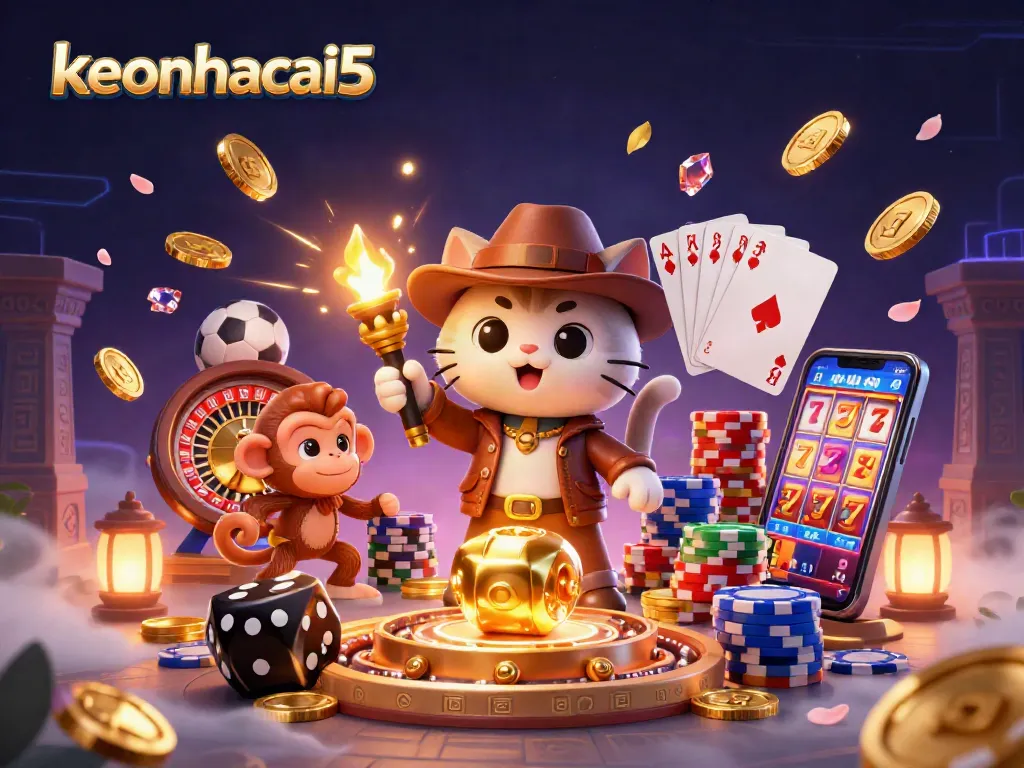 Bet on your favorite sports with keonhacai5, featuring vibrant elements and exciting game action.