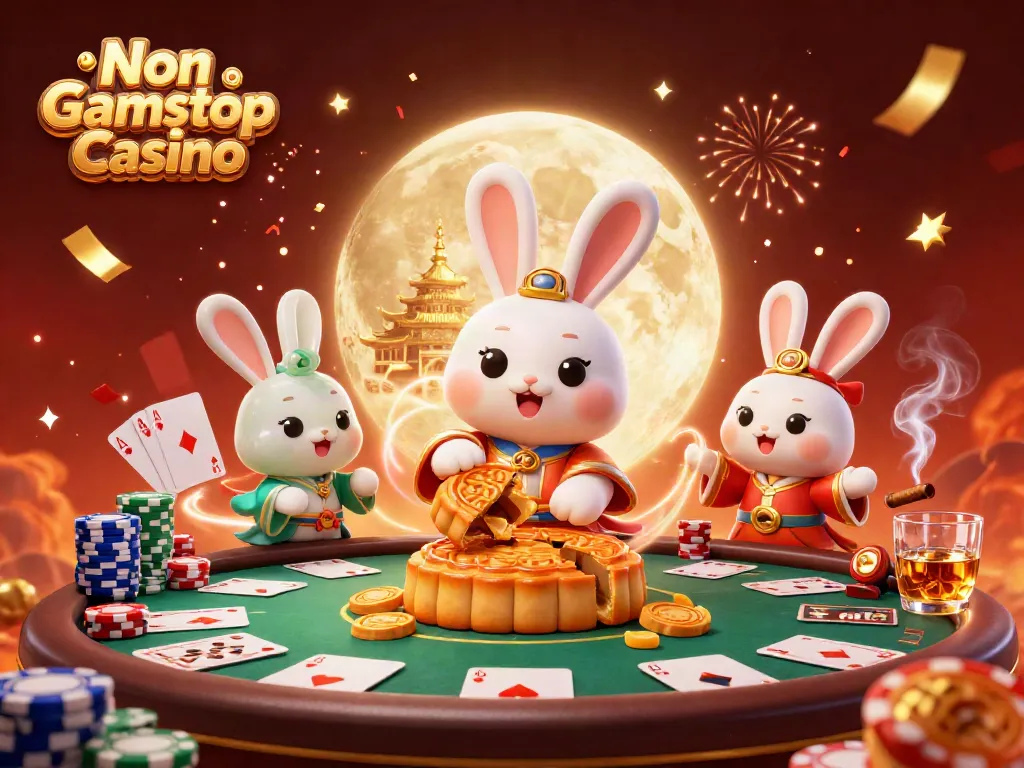 Engage in winning strategies at Non Gamstop Casino with vibrant chip towers and festive elements.
