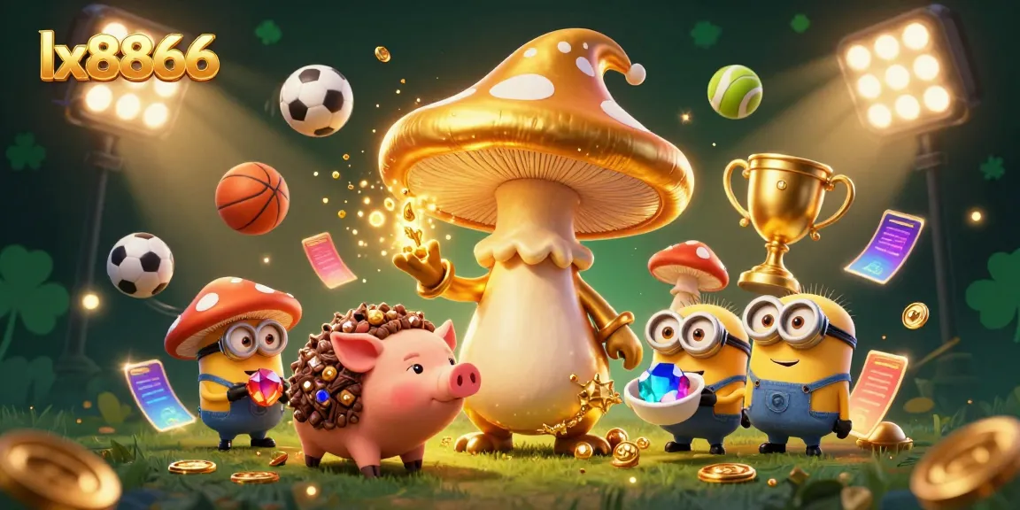 Experience thrilling gambling action at lx8866 with lively gameplay elements, golden trophies, and sports excitement.