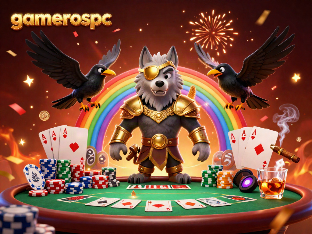 Join the adventure with gamerospc, as mythical characters celebrate a thrilling casino experience filled with poker excitement.