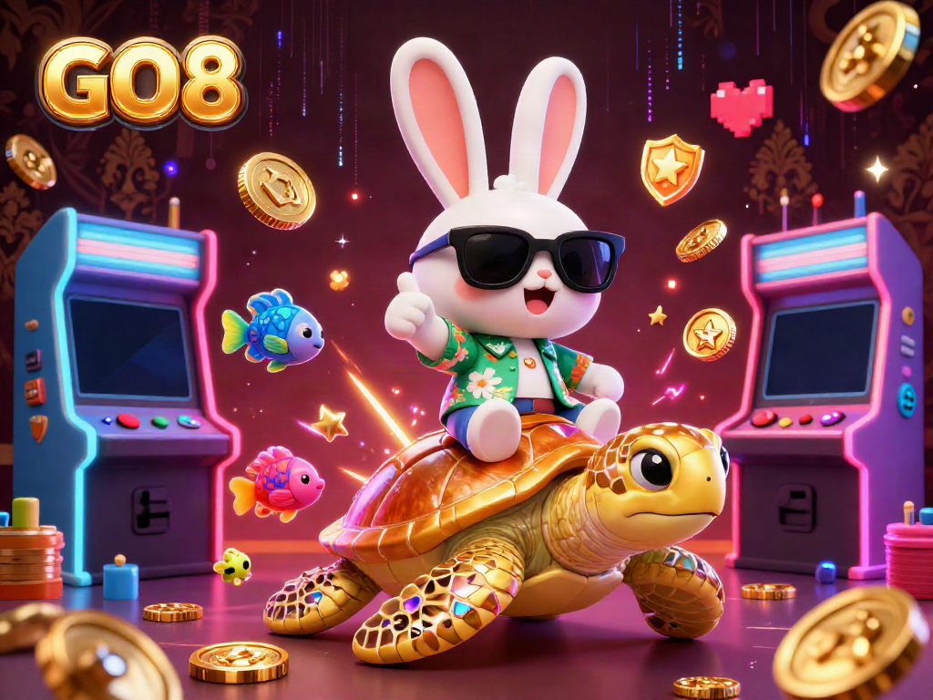 Experience the excitement of GO8's gaming world with vibrant characters and colorful casino elements.