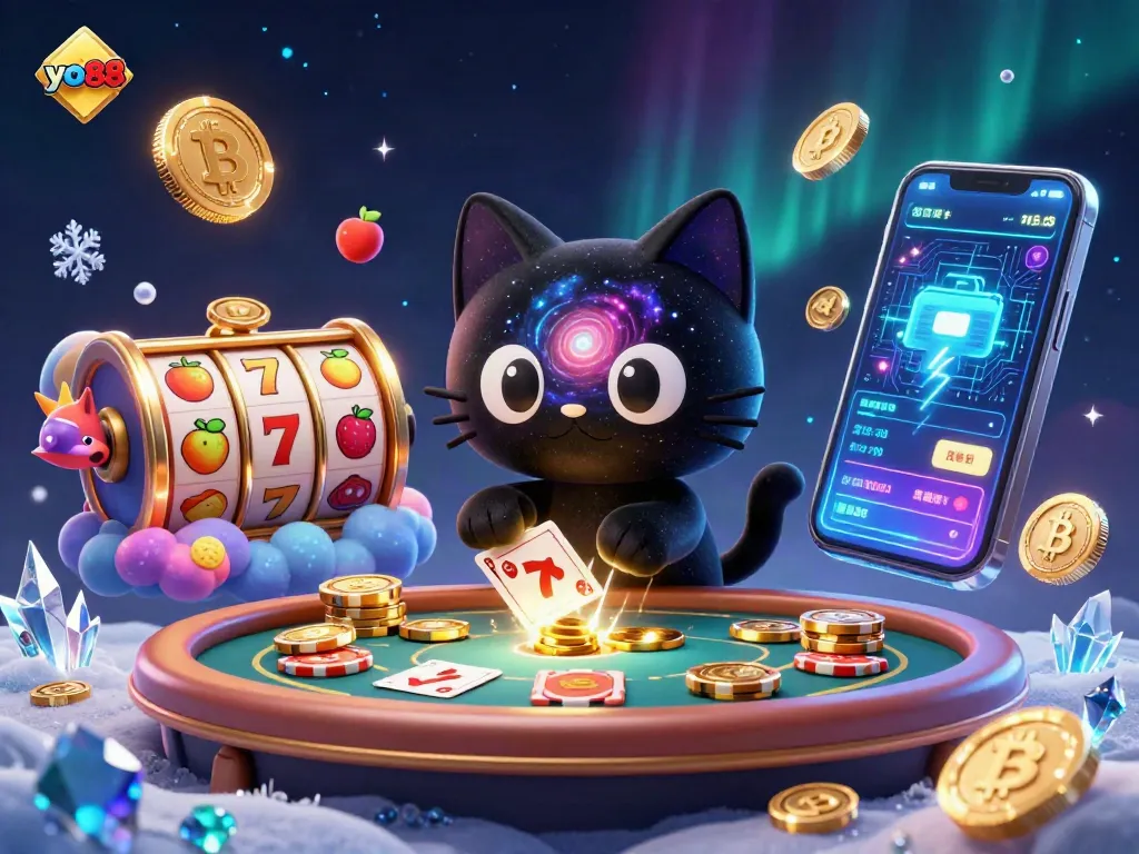 Experience thrilling gameplay at yo88 with a vibrant cosmic casino scene filled with exciting gaming elements.