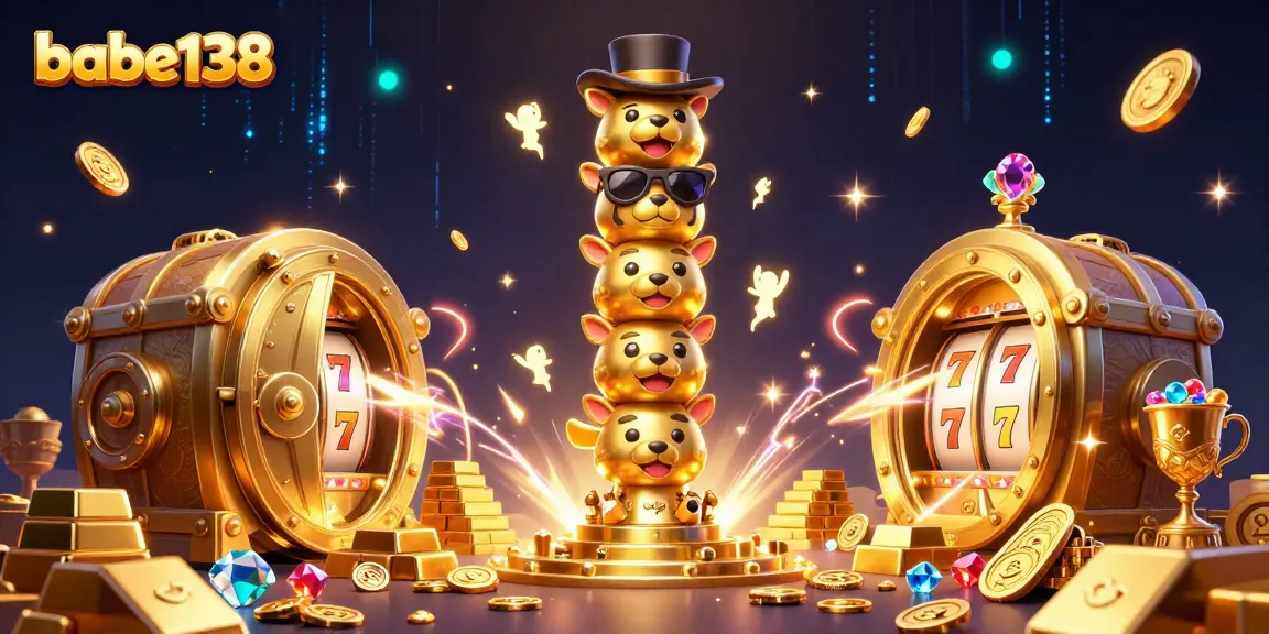 Gambarlah babe138 dengan mesin slot penuh, menampilkan ekspresi wajah totem emas yang menarik perhatian.