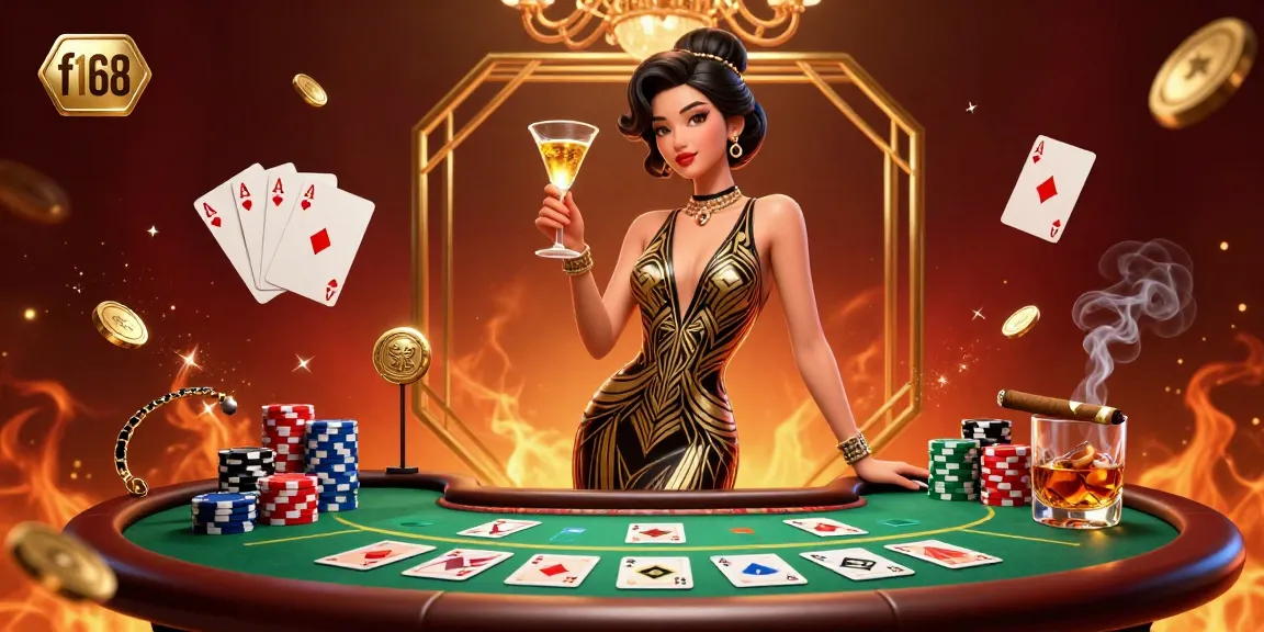 Experience the thrill at f168 with a glamorous casino scene shared by a sophisticated Asian woman enjoying a game of chance.