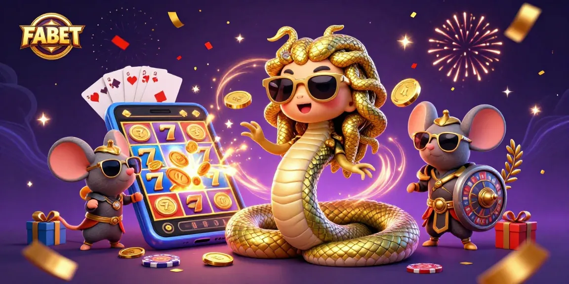 Celebrate wins with FABET in a vibrant online casino illustration with games and fun!