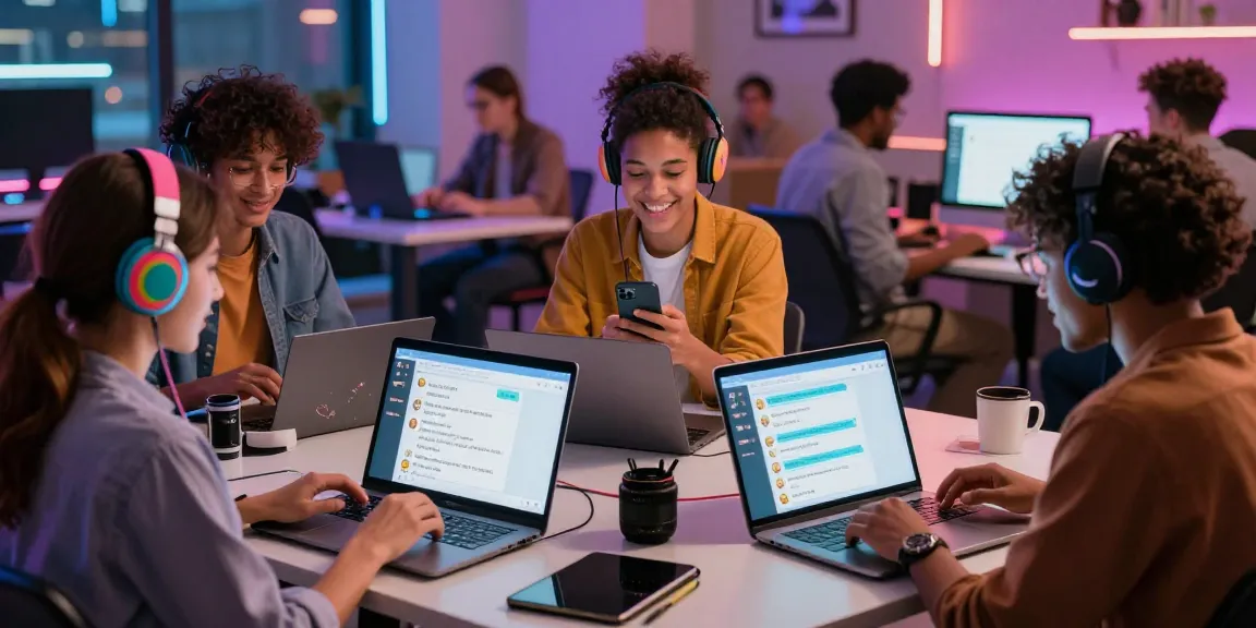 Engaging free ai sex chat scene with users interacting in a contemporary digital environment.