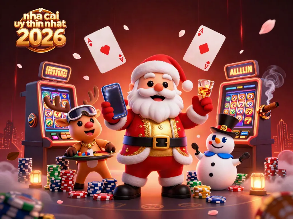 Engage with nha cai uy tin nhat hiện nay 2026 as friendly casino characters celebrate jackpots.