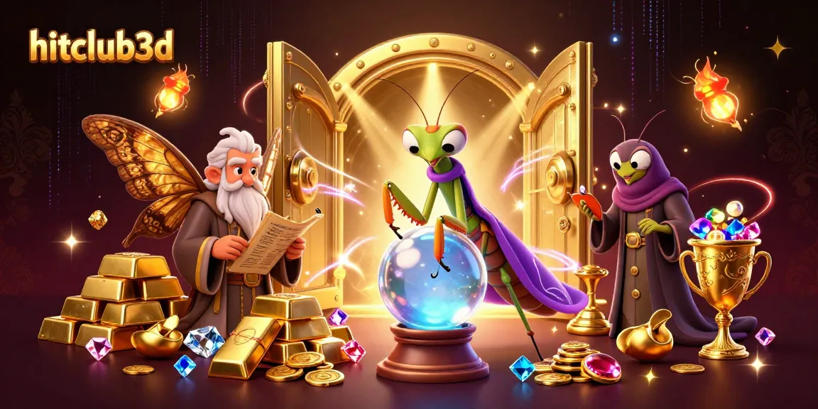 Experience the thrill of hitclub3d with colorful characters and shiny treasures in a mystical casino scene.