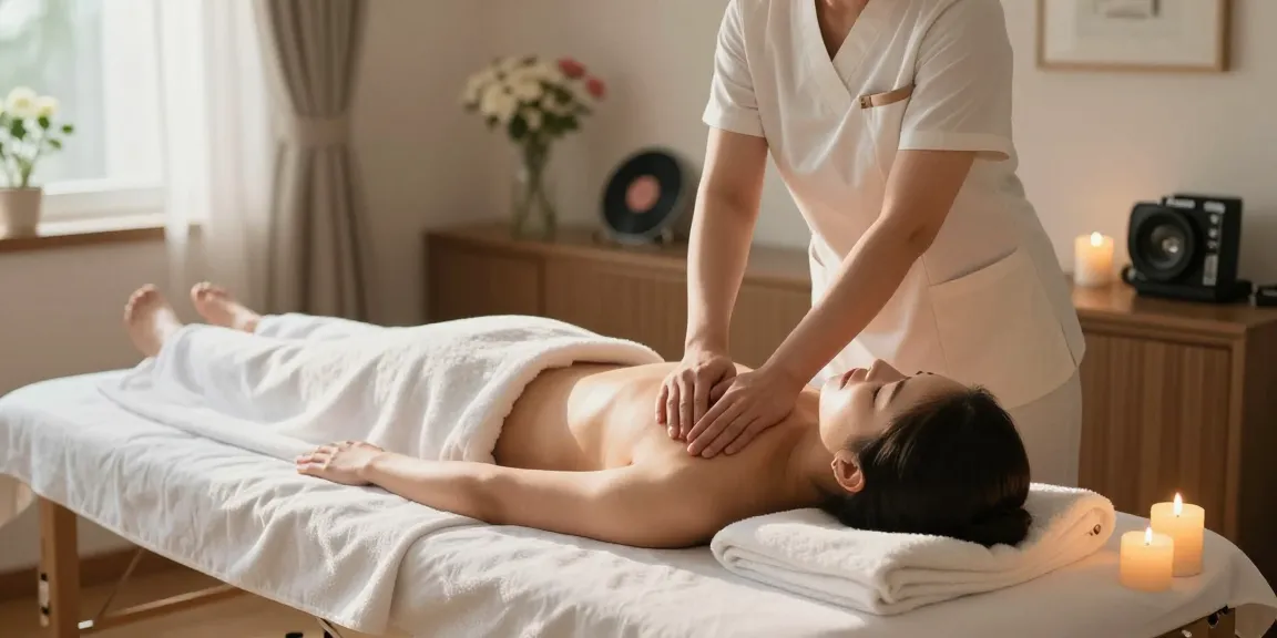 Professional 동대문출장마사지 in a tranquil home setting with soothing decor and serene atmosphere.
