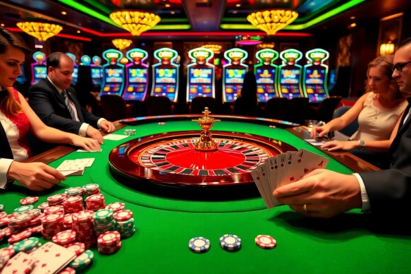 Players placing bets at a roulette table, highlighting the excitement of gambling at https://bem88.io/.