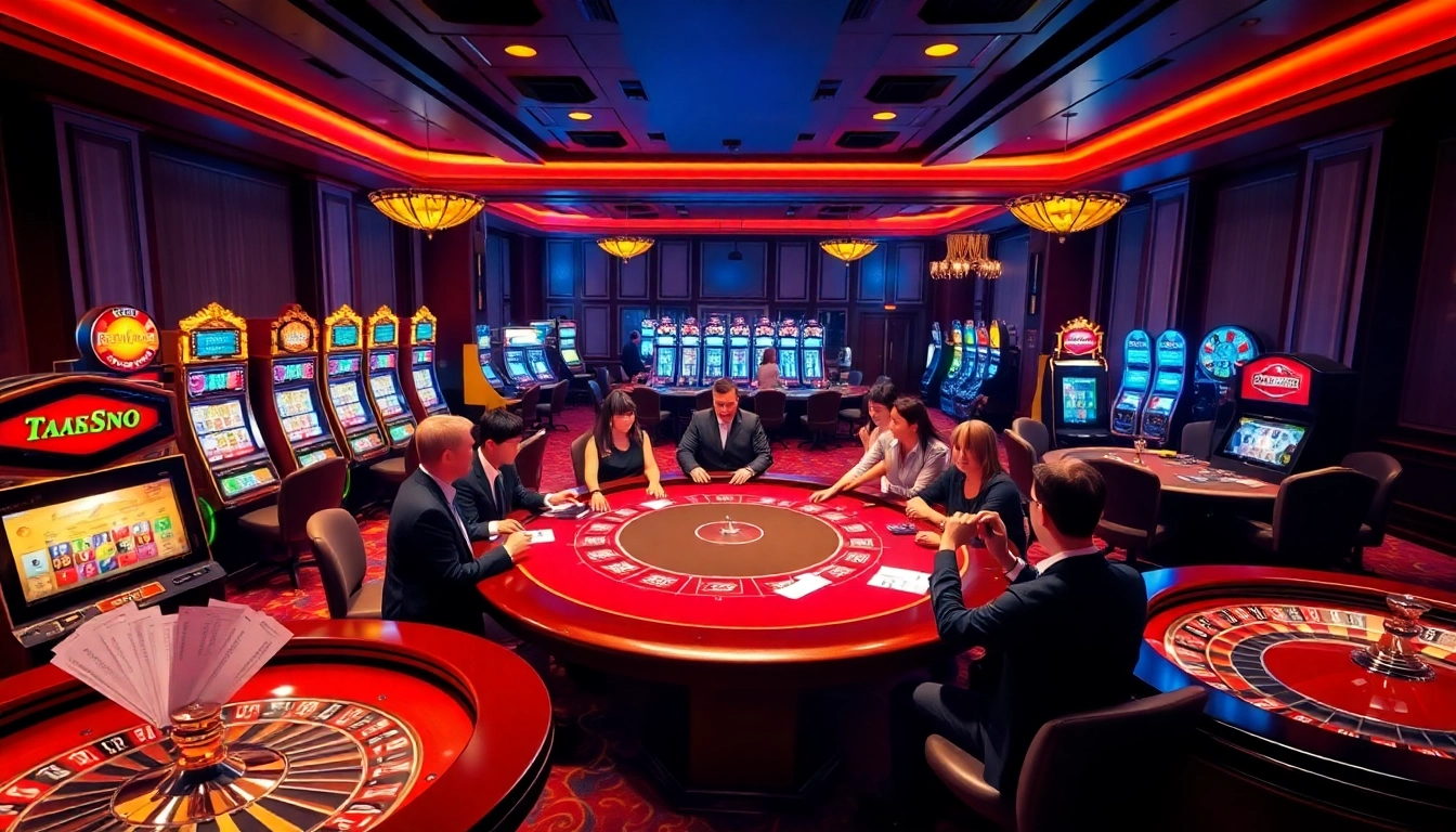 Experience high-stakes excitement at https://ta88.la/ with a vibrant casino scene featuring professional gambling elements.
